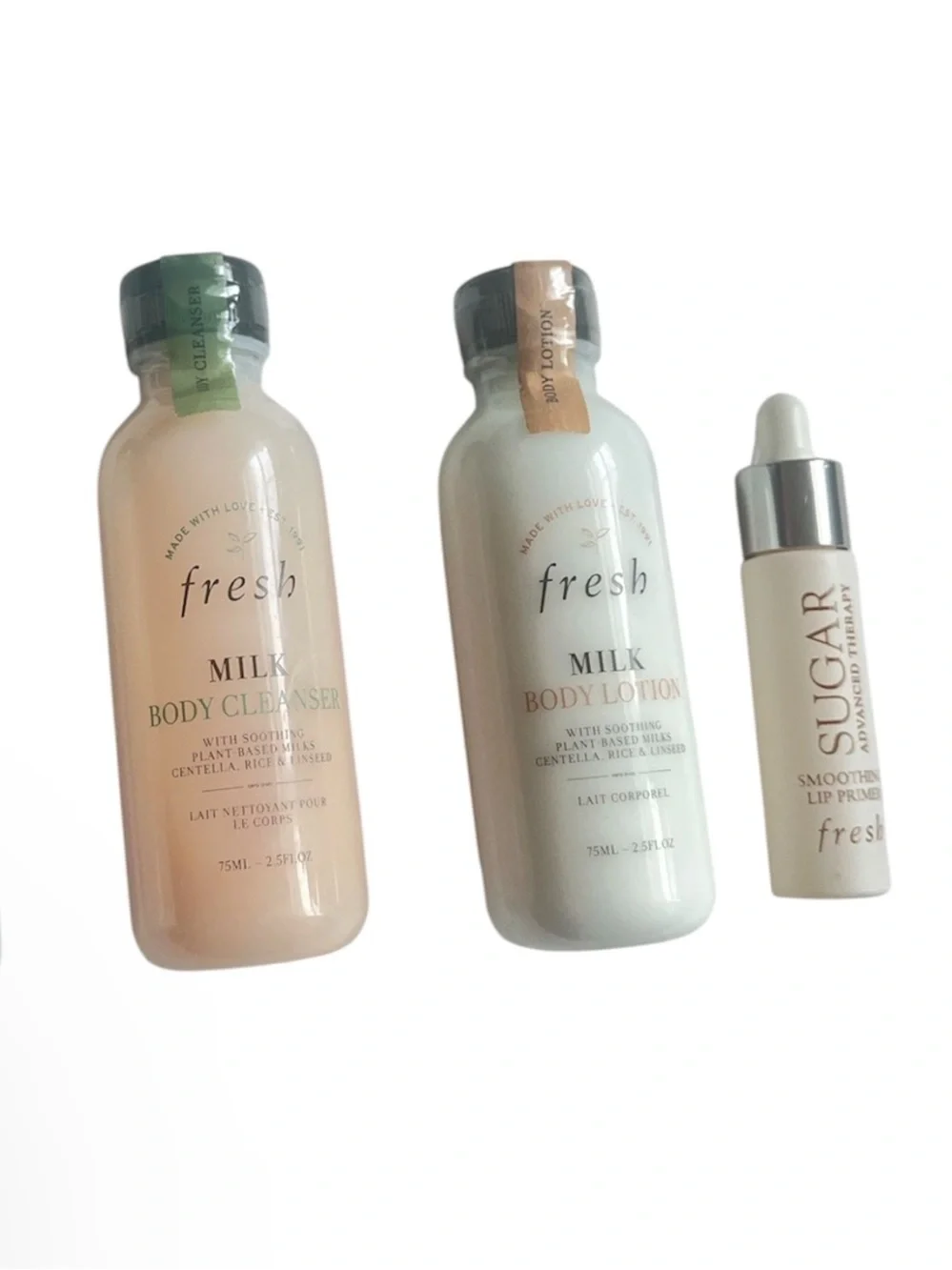 New Fresh Bundle of 2 Milk Lotions, 1 Milk Cleanser, 1 Lip Primer